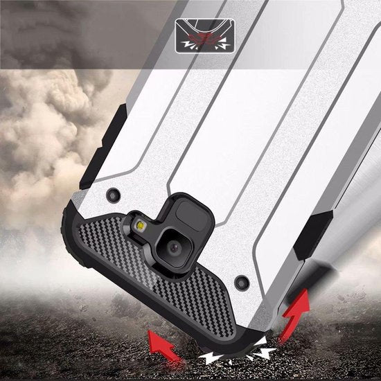 Hoesje Geschikt voor: Samsung Galaxy J6 Plus Armor Hybrid - Zwart