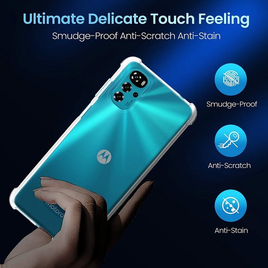 Motorola Moto G22 Hoesjes – Siliconen Backcover – Schokbestendig Anti-Shock – Transparant – 2x Screenprotector-Ilumina Benelux