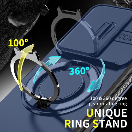 Samsung Galaxy Z Fold 7 Hoesjes – Hybrid Backcover met Ringstandaard – MagSafe Compatibel – Blauw-Ilumina Benelux