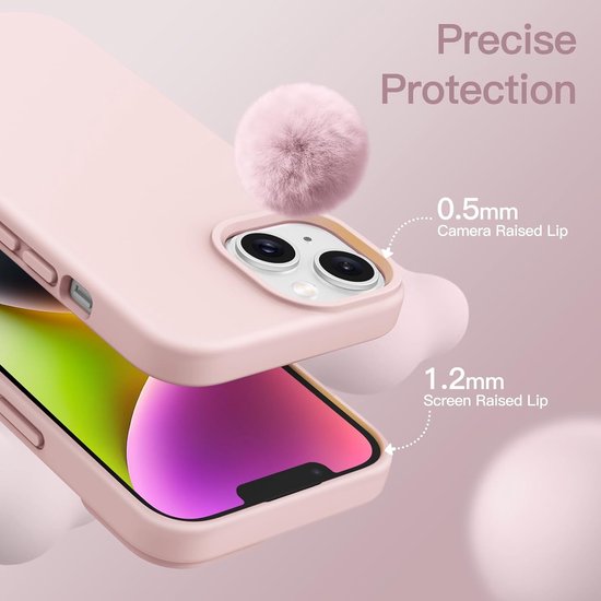 iPhone 13 Mini Hoesjes – Liquid Siliconen Backcover + Screenprotector – Soft Touch – Lichtroze-Ilumina Benelux