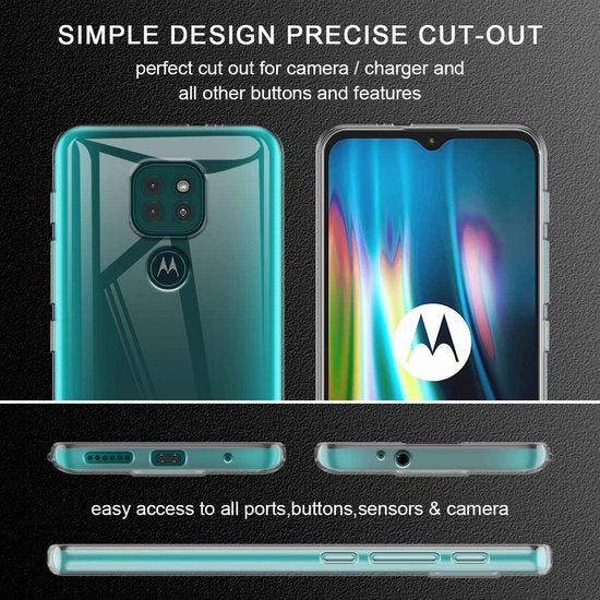 Motorola Moto G9 Play Hoesjes – Transparante Siliconen Backcover – Inclusief 2 Screenprotectors – Anti Kras-Ilumina Benelux