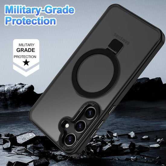 Samsung Galaxy S25 Hoesjes – MagSafe Backcover met Standaard – Schokbestendig – Zwart-Ilumina Benelux