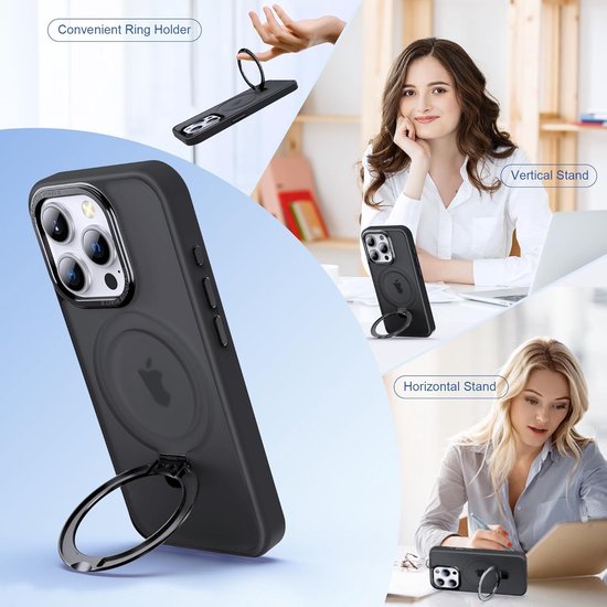 iPhone 17 Air Hoesjes – MagSafe Backcover met Standaard – Schokbestendig – 2x Screenprotector – Grijs-Ilumina Benelux