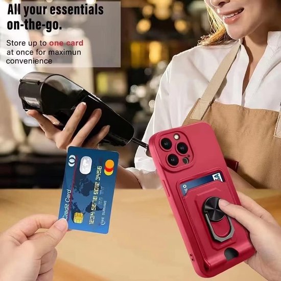 Crossbody hoes Geschikt voor: Samsung Galaxy S21 Plus - rood - Siliconen kaarthouder hoesje