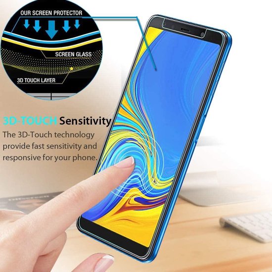 Samsung Galaxy A7 2018 Hoesjes – Portemonnee Hoes – Pasjeshouder – 2x Gehard Glas Screenprotector – Wit-Ilumina Benelux