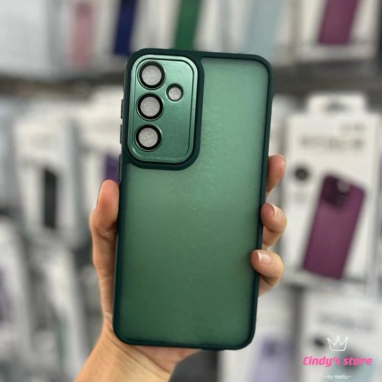 Samsung Galaxy S25 Hoesjes – Transparante Siliconen Backcover – Camera Bescherming – Bumper – Groen