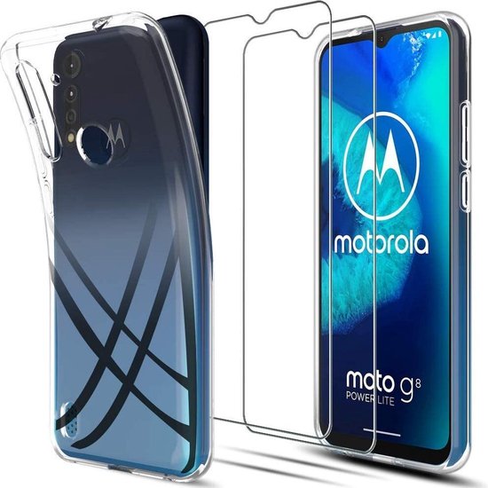 Motorola Moto G8 Power Lite Hoesjes – Transparante Siliconen Backcover – Inclusief 2x Screenprotector – Anti-kras-Ilumina Benelux