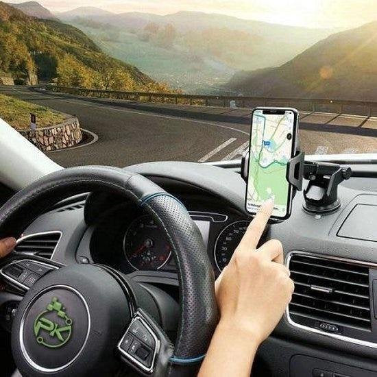 Telefoonhouder auto – Zuignap Dashboard/Voorruit – Verstelbare Arm – Sterke Grip – Zwart-Ilumina Benelux