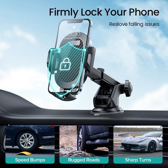 Telefoonhouder auto – Extra sterke zuignap – Voor raam & dashboard – 360° draaibaar – Zwart-Ilumina Benelux