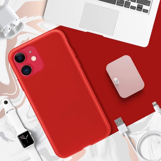 iPhone 12 Pro Hoesjes – Siliconen Backcover + Screenprotector – Gehard Glas – Anti-kras – Rood-Ilumina Benelux