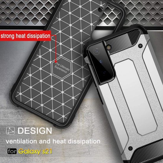 Samsung Galaxy S21 5G Hoesjes – Armor Hybrid Backcover – Schokbestendig – Roségoud-Ilumina Benelux