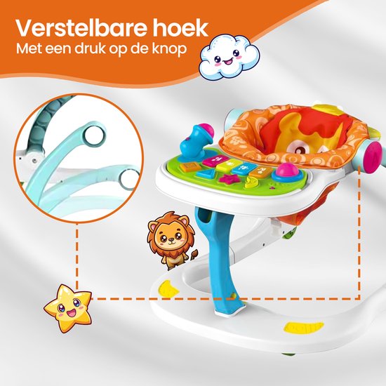 Baby loopstoel – Velox Goods VL-511 – Verstelbare hoogte – Met wielen & speelgedeelte – Veilig kleurrijk design – 6-36 maanden-Looptrainer-Ilumina Benelux