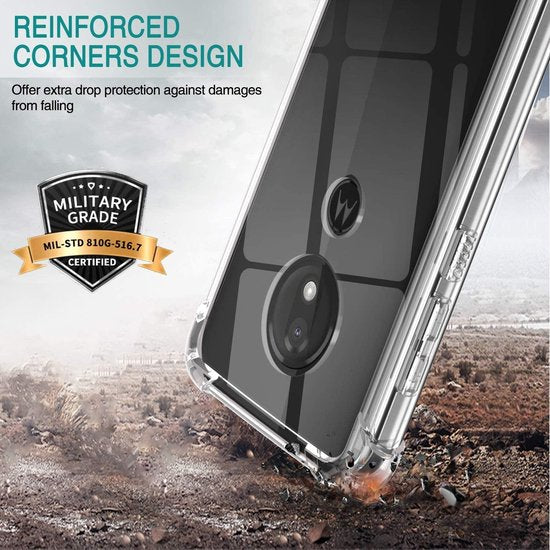 Backcover Hoesje Geschikt voor: Motorola Moto G7 en G7 Plus - Anti Shock Hybrid Case & 2X Screenprotector - Transparant