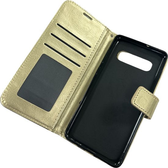 Samsung Galaxy S10 Plus Hoesjes – Portemonnee Book Case – Pasjeshouder – Magneetsluiting – Goud-Ilumina Benelux