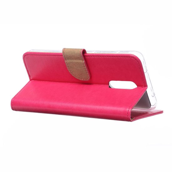 Nokia 3.2 Hoesjes – Portemonnee Hoes – Pasjeshouder – 2x Screenprotector – Roze-Ilumina Benelux