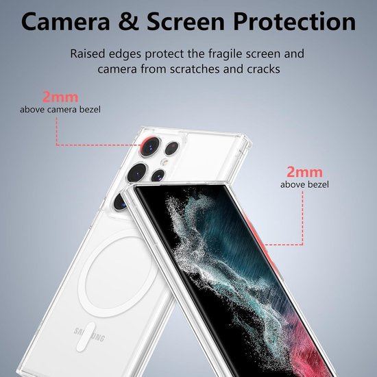 Samsung Galaxy S23 Ultra Hoesjes – Transparante Backcover – Schokbestendig – MagSafe Compatibel – Doorzichtig-Ilumina Benelux