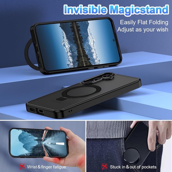 Samsung Galaxy S24 FE / S25 FE Hoesjes – MagSafe Backcover met Standaard – Schokbestendig – Zwart-Ilumina Benelux