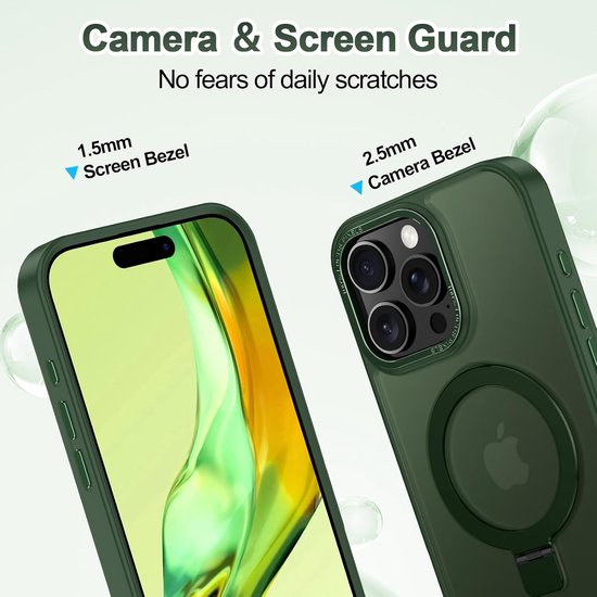 iPhone 15 Pro Max Hoesjes – MagSafe Backcover met Standaard – Schokbestendig – Groen-Ilumina Benelux