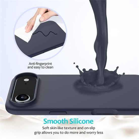 iPhone Air Hoesjes – Liquid Siliconen Backcover – Soft Touch – Incl. Screenprotector & Camera Lens Protector – Middernachtblauw-Ilumina Benelux