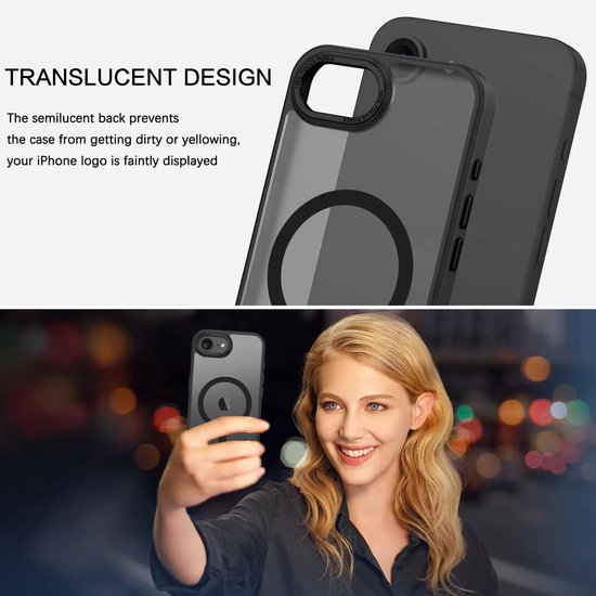 iPhone 16E Hoesjes – Matte Backcover MagSafe Compatibel – Schokbestendig – Zwart-Ilumina Benelux