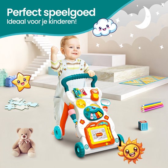 Velox Goods VL-510 Baby Loopwagen – Educatieve Wiplooptrainer – Vanaf 9 Maanden – Met Speelbord – Multicolor-Looptrainer-Ilumina Benelux