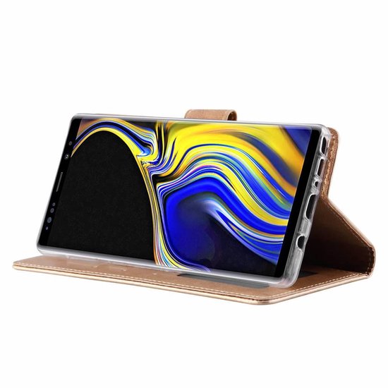 Samsung Galaxy Note 9 Hoesjes – Bookcase Portemonnee Hoes – Pasjeshouder – Magneetsluiting – Goud-Ilumina Benelux