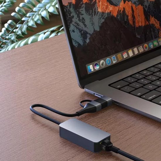 USB Ethernet Adapter – Gigabit 1000 Mbps – USB-A & USB-C naar RJ45 – Plug & Play – Zwart-Ilumina Benelux