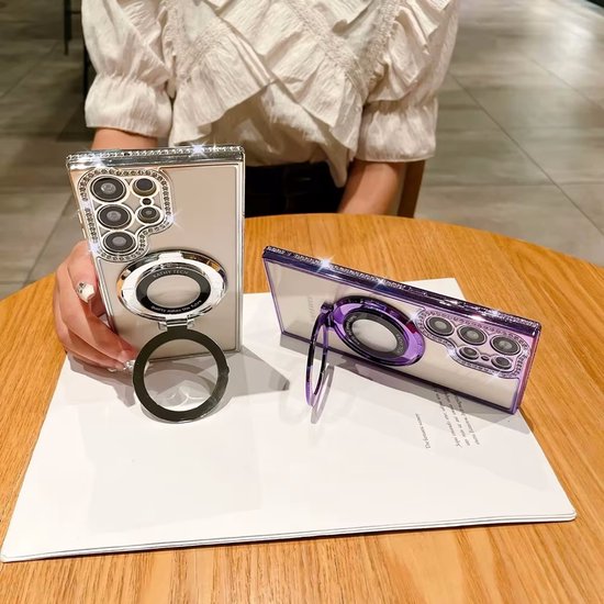 Back Cover Hoesje - Schattige met Diamanten steentjess - Geschikt voor: Samsung Galaxy A26 - Zilver