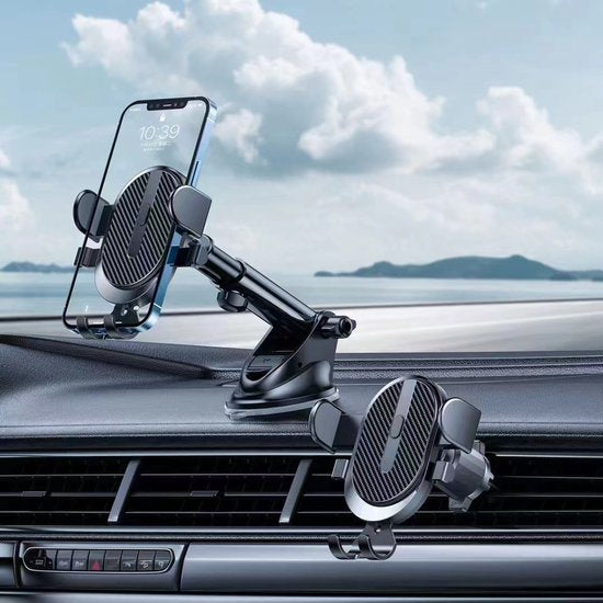Telefoonhouder auto – Voorruit/Dashboard/Ventilatierooster – Universeel t/m 7 inch – 360° draaibaar – Sterke zuignap & clip – Zwart-Ilumina Benelux