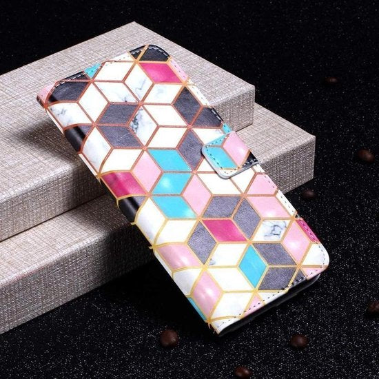 Samsung Galaxy A20s Hoesjes – Bookcase – Print Check – Magneetsluiting – Zwart-Ilumina Benelux