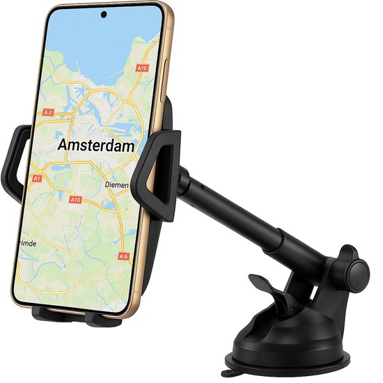 Telefoonhouder auto – Stevige zuignap – Voor raam of dashboard – Universeel GSM houder – Zwart-Ilumina Benelux