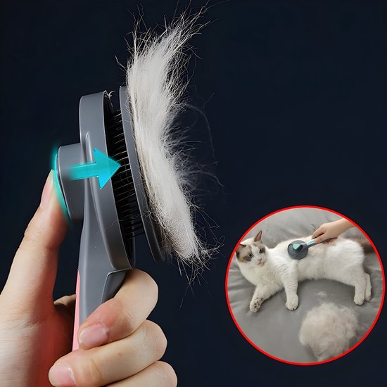 Kattenborstel – Zelfreinigende kattenkam – Massageborstel – 19,3 cm – Grijs