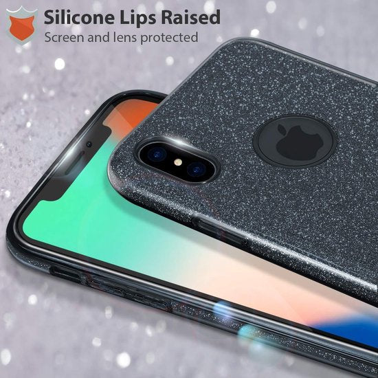 iPhone XS Max Hoesjes – Siliconen TPU Backcover – Glitter BlingBling Cover – Zwart-Ilumina Benelux