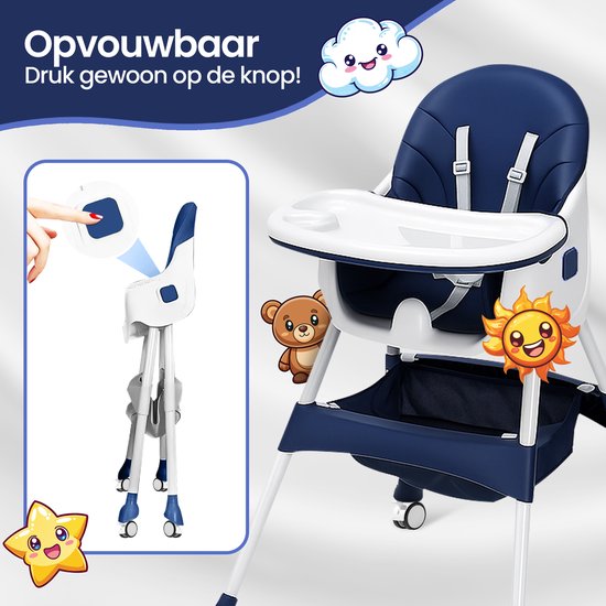 Kinderstoel 4-in-1 – Velox Goods VL-508 – Verstelbare rugleuning – Veiligheidsgordel & opbergruimte – Opvouwbaar antislip-Kinderstoel-Ilumina Benelux
