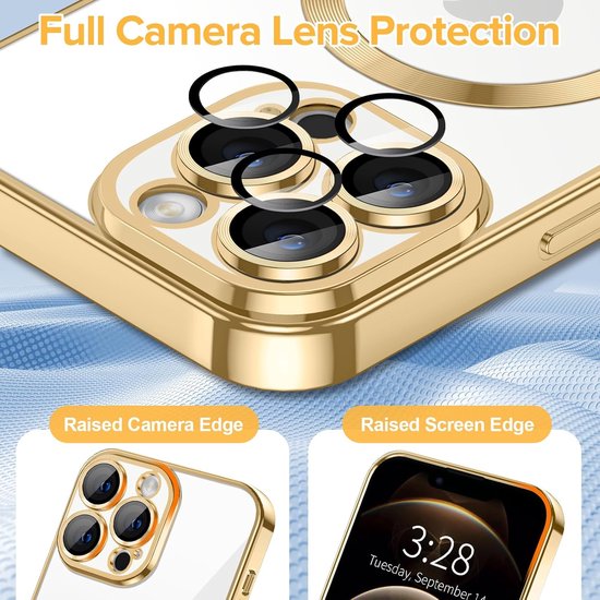 iPhone 12 Hoesjes – Backcover – Camera Lens Protector – MagSafe Compatibel – Goud-Ilumina Benelux