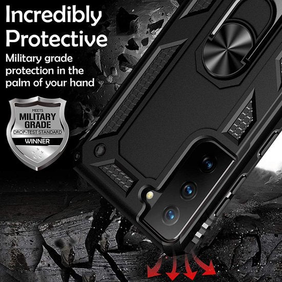 Samsung Galaxy S20 Hoesjes – Anti-Shock Hybride Ring Armor Backcover – Schokbestendig – Blauw-Ilumina Benelux
