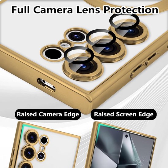 Samsung Galaxy S25 Ultra Hoesjes – Magsafe Compatible Backcover – Ingebouwde Camera Lens Protector – Goud-Ilumina Benelux