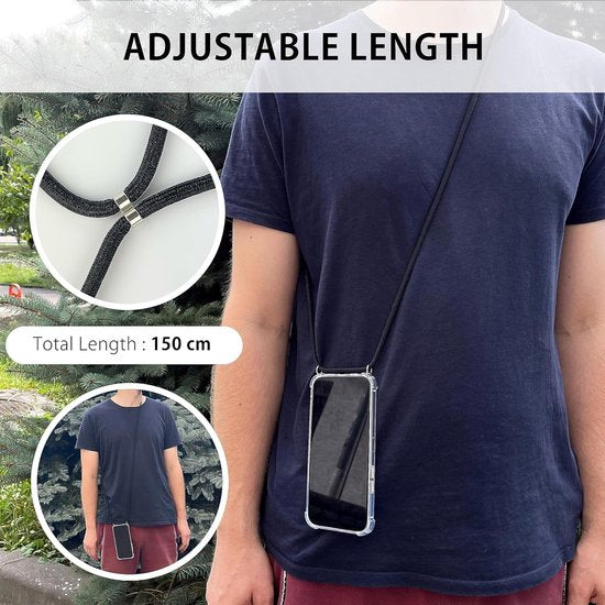 Samsung Galaxy A22 4G Hoesjes – Transparante Backcover met Koord – Schokbestendig Anti-shock – Transparant