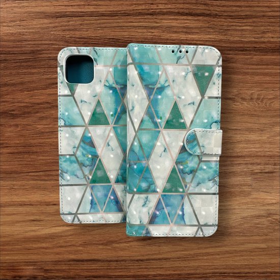 Samsung Galaxy A04 Hoesjes – Portemonnee Book Case – Pasjeshouder – Magneetsluiting – Marmer Print-Ilumina Benelux