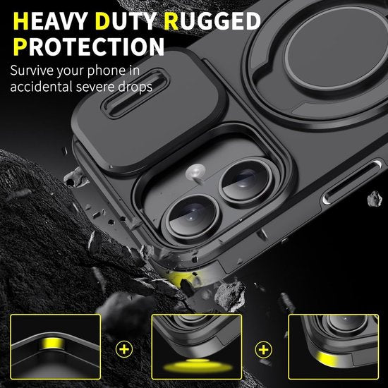 iPhone 16 Hoesjes – MagSafe Backcover Hybrid – Ingebouwde Camera Cover – Armor Tough – Oranje-Ilumina Benelux