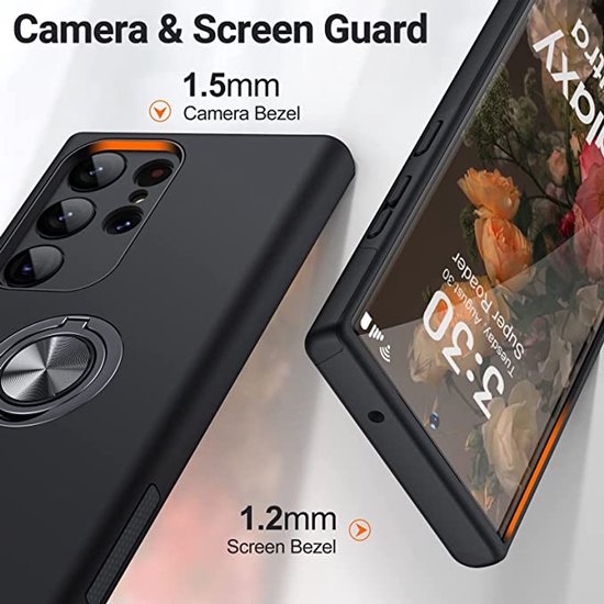 Samsung Galaxy S25 Ultra Hoesjes – Schokbestendige Backcover – Inclusief Screenprotector Gehard Glas – Zwart-Ilumina Benelux