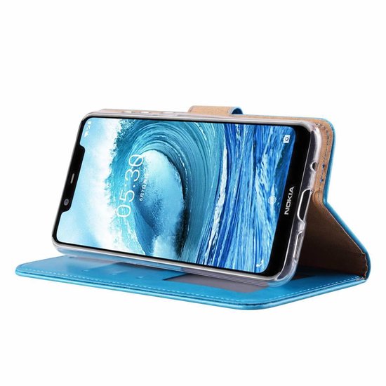 Nokia 5.1 Plus Hoesjes – Portemonnee Hoes – Pasjeshouder – 2x Screenprotector – Turquoise-Ilumina Benelux