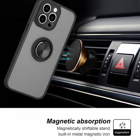 iPhone 11 Pro Max Hoesjes – Siliconen Backcover – Standfunctie – Magneet Ring – Groen-Ilumina Benelux