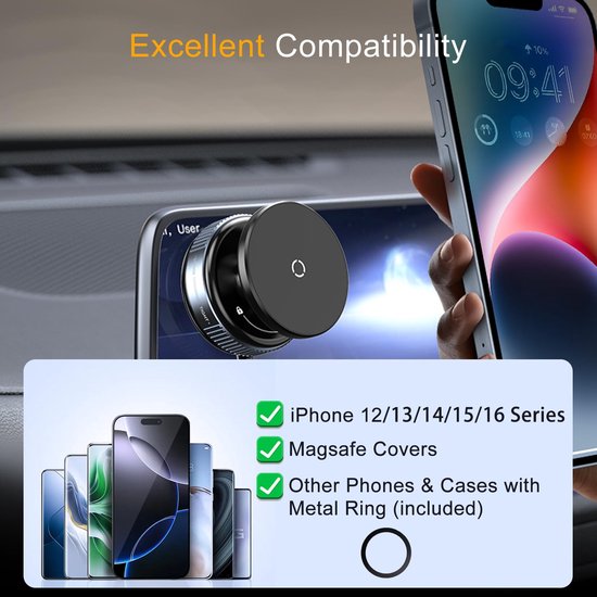 Telefoonhouder auto – Magnetisch met zuignap – Ultra sterke magneet – 360° draaibaar – Zwart-Ilumina Benelux