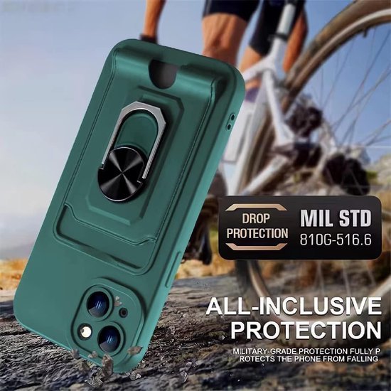 Samsung Galaxy A13 5G Hoesjes – Crossbody Koord – Siliconen Backcover – Pasjeshouder – Groen-Ilumina Benelux