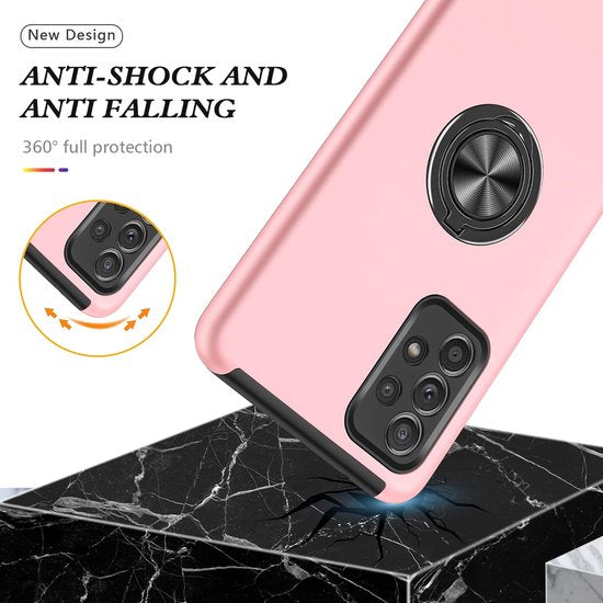 Telefoonhoesje met Vingerring - Hoesje Geschikt voor: Samsung Galaxy A51 - Roze