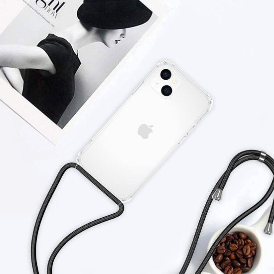 iPhone 14 Hoesjes – Transparante Backcover met Koord – Kettinghoes – Schokbestendig – Anti-Shock-Ilumina Benelux