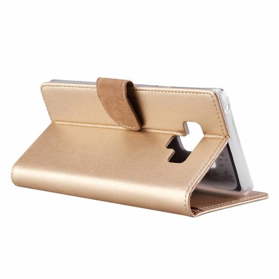 Samsung Galaxy Note 9 Hoesjes – Bookcase Portemonnee Hoes – Pasjeshouder – Magneetsluiting – Goud-Ilumina Benelux