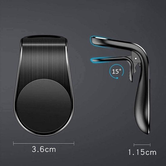 Telefoonhouder auto – Magnetisch Ventilatierooster – Klembevestiging – Inclusief Magneetsticker – Zwart-Telefoonhouders-Ilumina Benelux