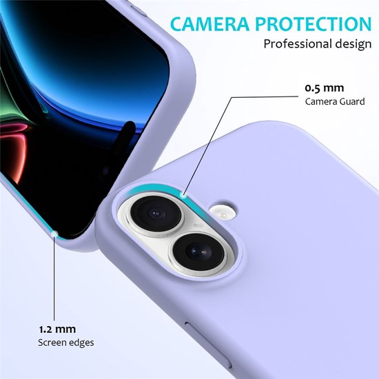 iPhone 17 Hoesjes – Liquid Siliconen Backcover – Soft Touch – Inclusief Screenprotector & Camera Lens Protector – Lila-Ilumina Benelux